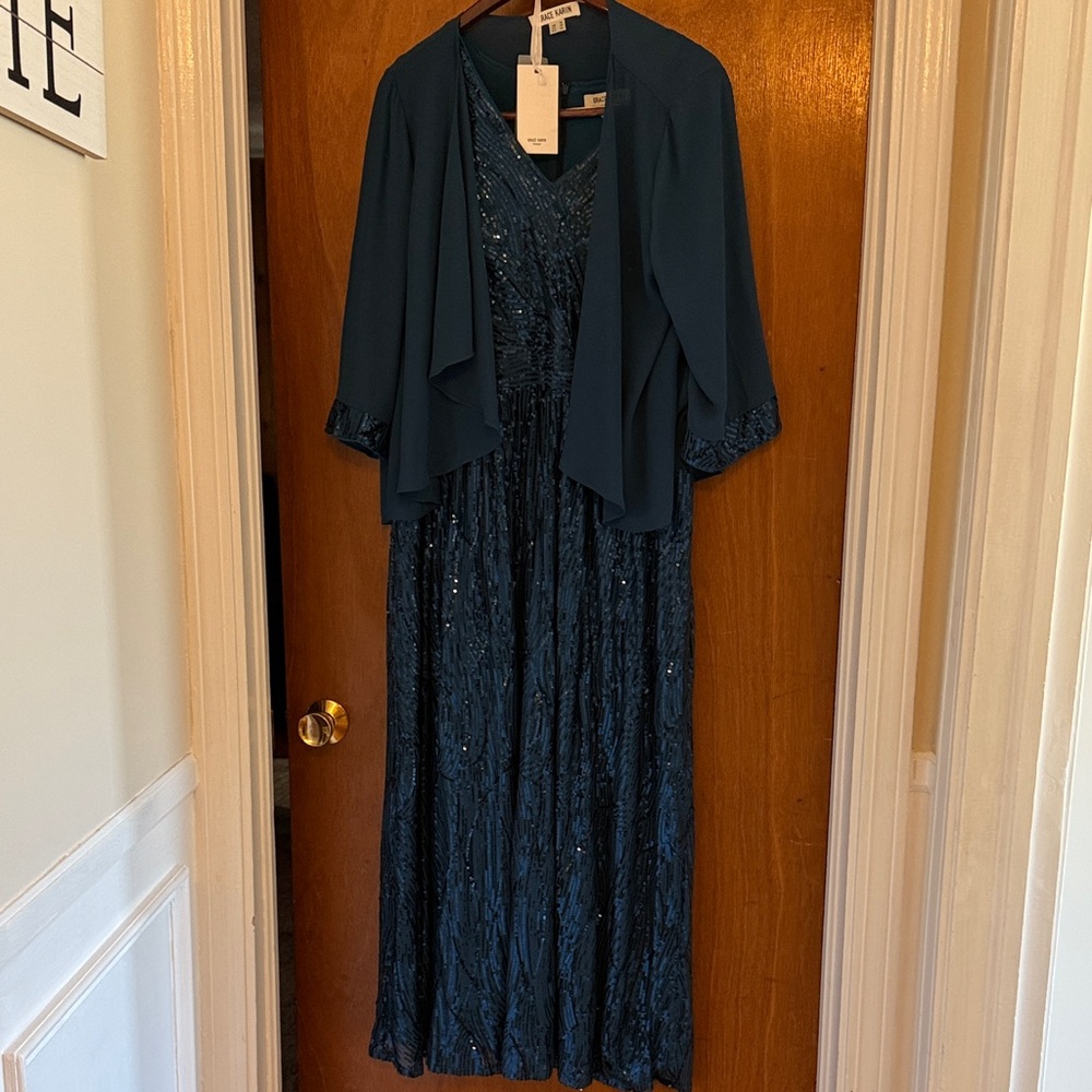 Elegant Teal Evening Gown with Jacket